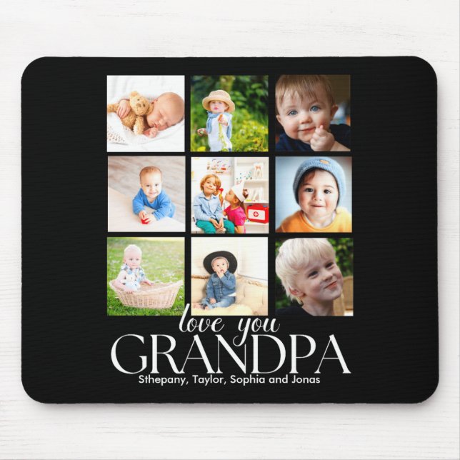 Love You Grandpa Beautiful Collage 9 Photos  Mouse Mat (Front)