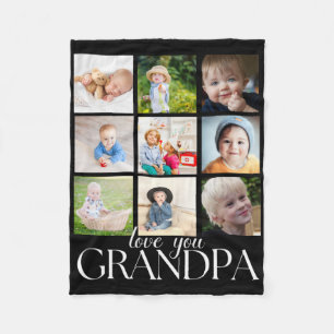 Love You Grandpa Beautiful Collage 9 Photos T Shir Fleece Blanket