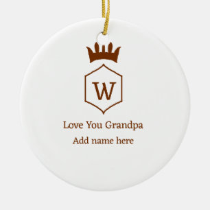 Love you grandpa crown add name details brown squa ceramic tree decoration