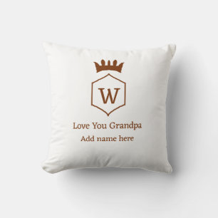 Love you grandpa crown add name details brown squa cushion