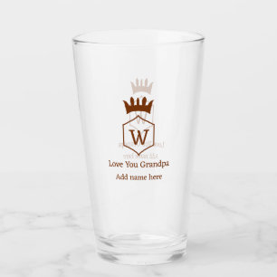 Love you grandpa crown add name details brown squa glass