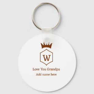 Love you grandpa crown add name details brown squa key ring
