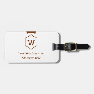 Love you grandpa crown add name details brown squa luggage tag