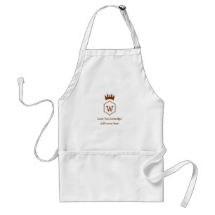 Love you grandpa crown add name details brown squa standard apron