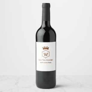 Love you grandpa crown add name details brown squa wine label