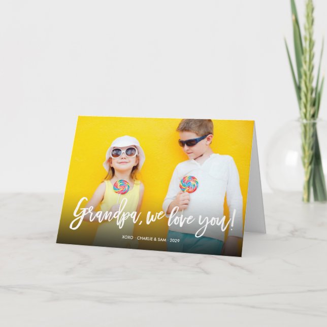 Love You, Grandpa Father's Day Photo Greeting Card (Front)