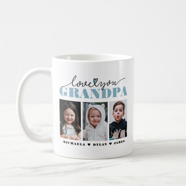 Love You Grandpa/Grampa/Other 3-Photo Coffee Mug (Left)