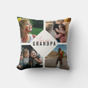 Love You Grandpa Grandchild Photo Collage Keepsake Cushion
