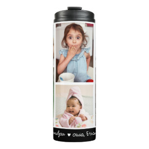 Love You Grandpa Grandkids Names 6 Photo Collage Thermal Tumbler
