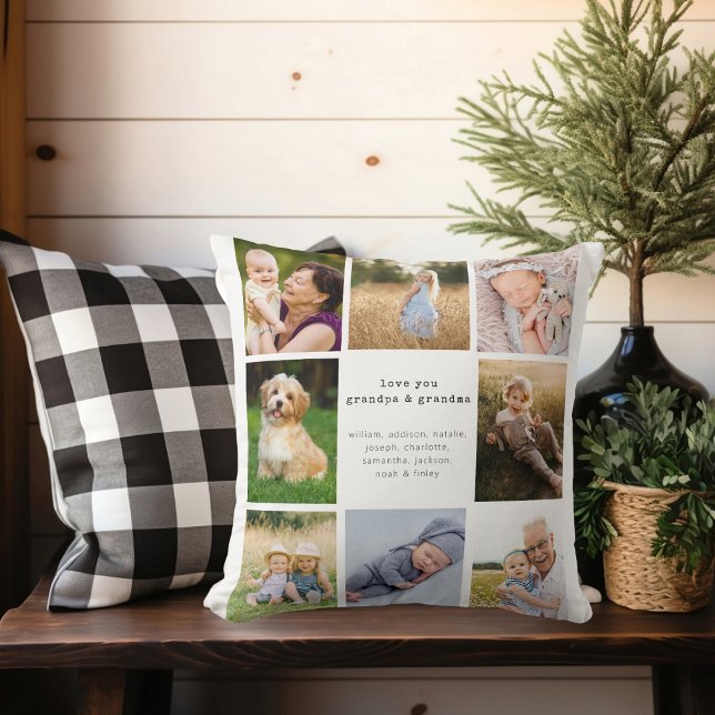 Love You Grandpa & Grandma Photo Collage Cushion (Creator Uploaded)