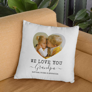 Love You Grandpa heart Photo Cushion