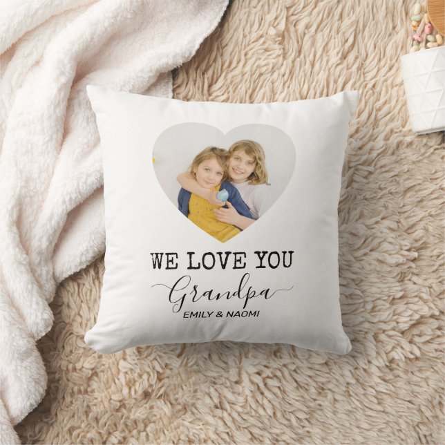 Love You Grandpa | Heart Photo Personalised Pillow (Blanket)