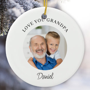 Love You Grandpa Keepsake Photo Ceramic Tree Decoration