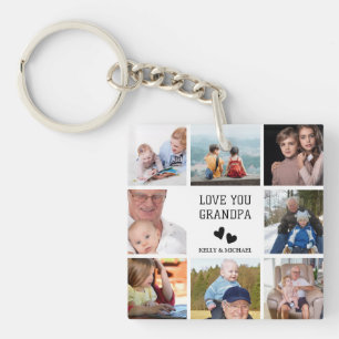 Love You, Grandpa   Modern Collage Photo Keychain