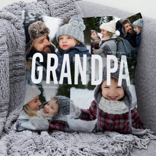 Love You Grandpa Photo Collage Cushion