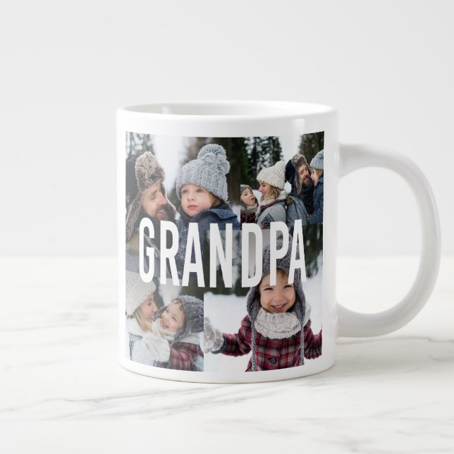 Love You Grandpa Photo Collage Father's Day Large Coffee Mug (Right)
