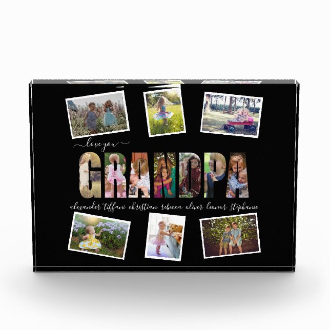 Love You Grandpa Photo Collage Letters Pic Block (Front)