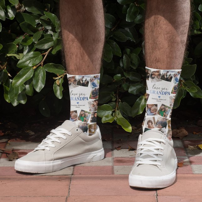 Love You Grandpa Photo Collage Socks (Creator Uploaded)