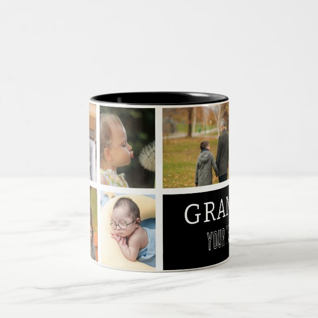 Love You Grandpa | Photo Collage & Text  Two-Tone Two-Tone Coffee Mug (Center)