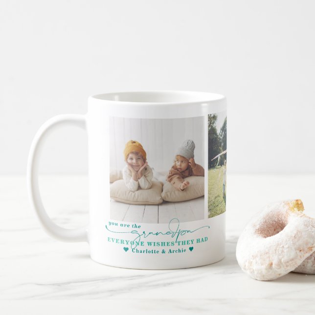 Love You Grandpa | Three Photo Collage Coffee Mug (With Donut)