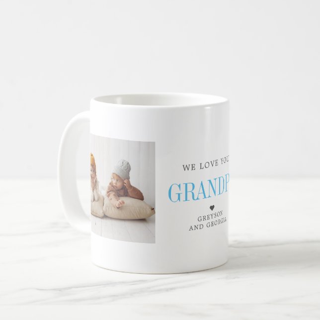 Love You Grandpa | Two Photo Collage Coffee Mug (Front Left)