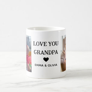 Love You Grandpa Two Photo Handwritten Text Coffee Mug