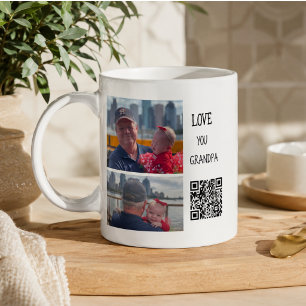 Love You Grandpa Two Photo Handwritten Text Coffee Mug