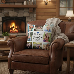 Love You Grandpa Typography Photo Collage Cushion