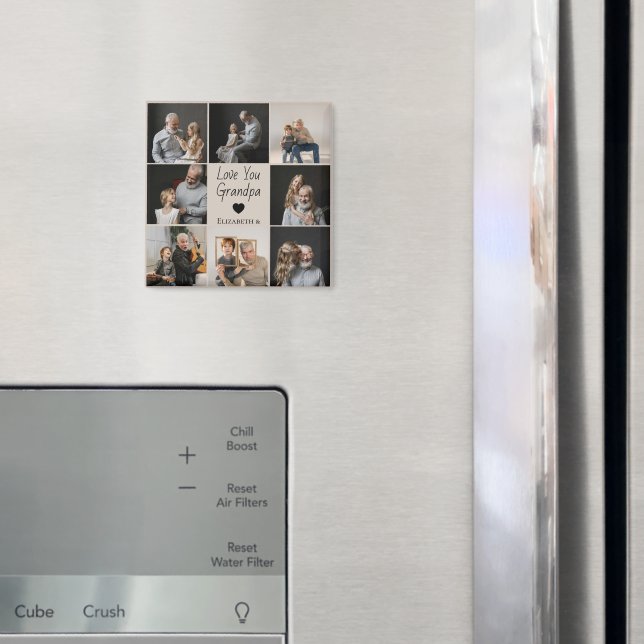 Love You Grandpa with Heart & Photos -  Magnet (In Situ (Fridge))