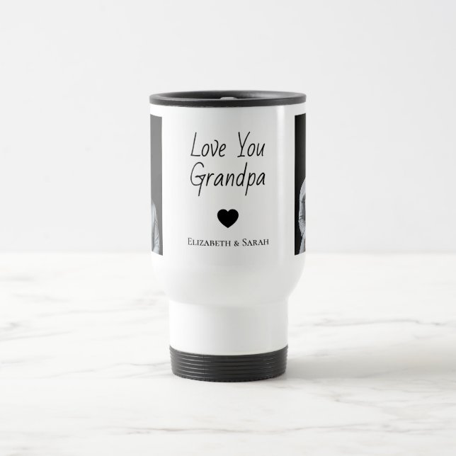 Love You Grandpa with Heart & Photos -  Travel Mug (Center)