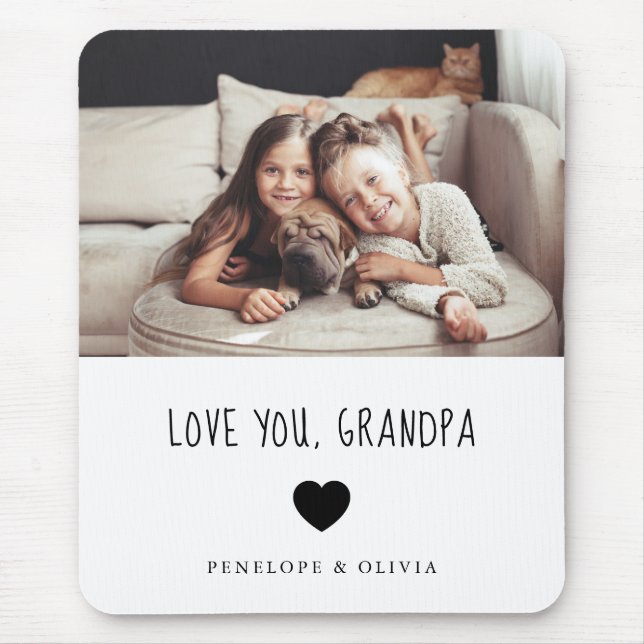 Love You Grandpa | Your Photo and Handwritten Text Mouse Mat (Front)