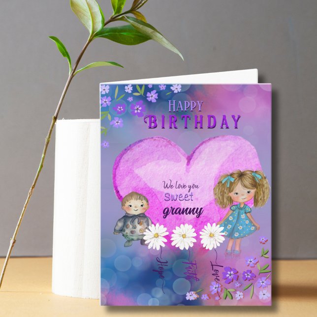 Love you, Granny Pretty Purple Birthday Card (Love you, Granny Pretty Purple Birthday Card)
