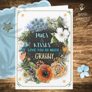 Love You Granny Watercolor Floral CARD
