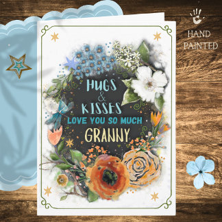 Love You Granny Watercolor Floral CARD