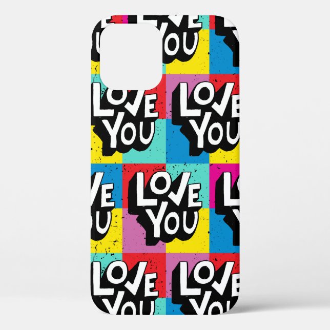 Love you. Hand lettering pattern for Valentine's d Case-Mate iPhone Case (Back)