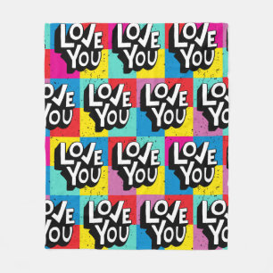 Love you. Hand lettering pattern for Valentine's d Fleece Blanket