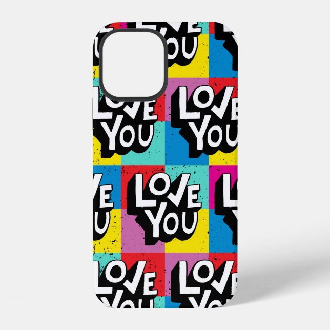 Love you. Hand lettering pattern for Valentine's d iPhone Case (Back)