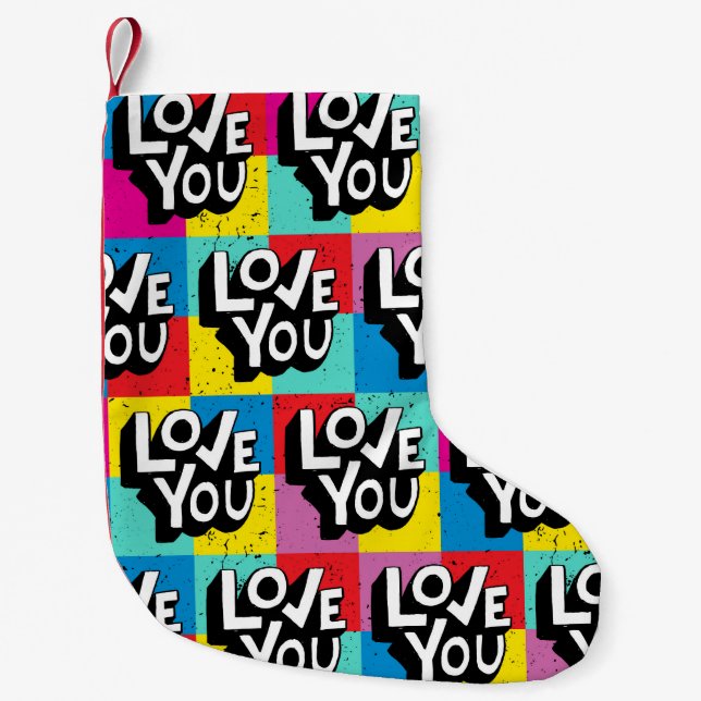 Love you. Hand lettering pattern for Valentine's d Small Christmas Stocking (Front)