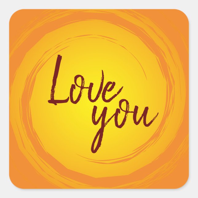 Love You Happy Cheerful Yellow Sun Square Sticker (Front)