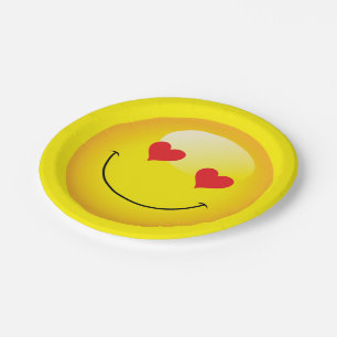 Love You Heart Eyes Cute Emoji Engagement Party Paper Plate