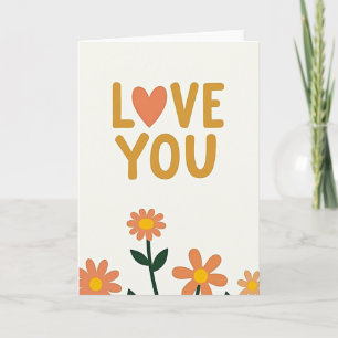 Love You Heart Flowers Card