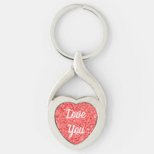Love You Heart Gemstone Custom Key Ring