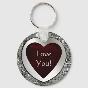 Love You! Heart Keychain