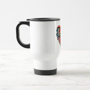 Love You Heart Retro Psychedelia Travel Mug