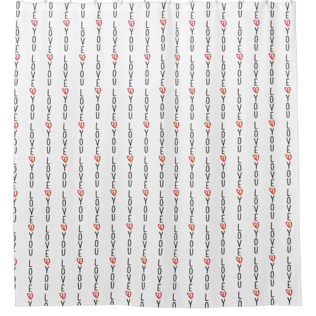 Love You Heart Shower Curtain (Front)