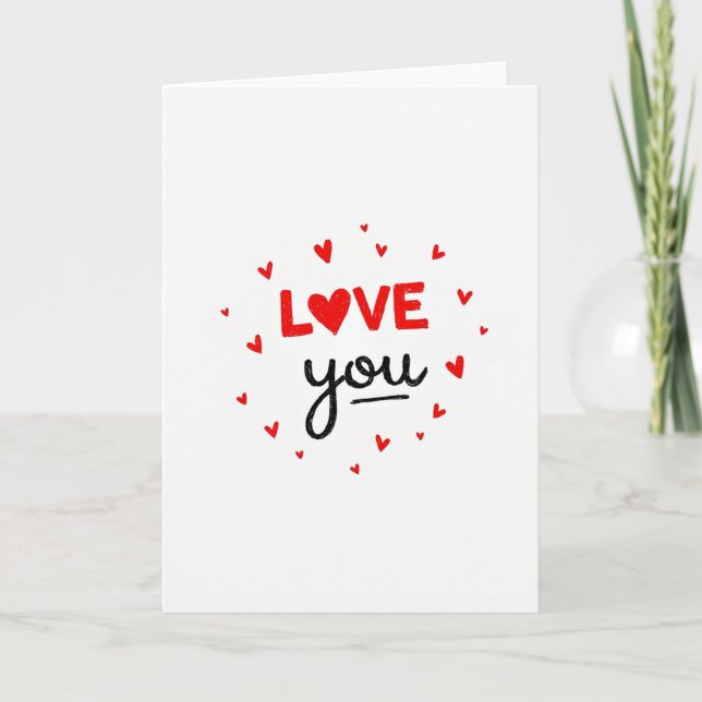 Love You Heart Simple Card (Front)