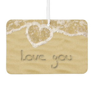 "Love you" Heart written in Sand Car Air Freshener