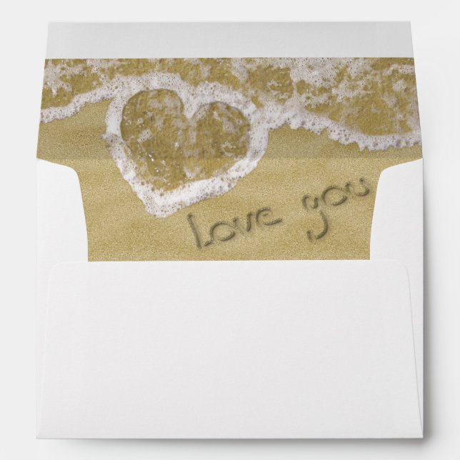"Love you" Heart written in Sand Envelope (Back (Bottom))