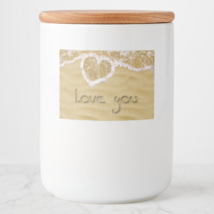 "Love you" Heart written in Sand Food Label