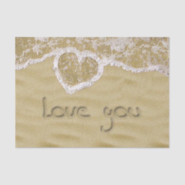 "Love you" Heart written in Sand Tissue Paper (Front)